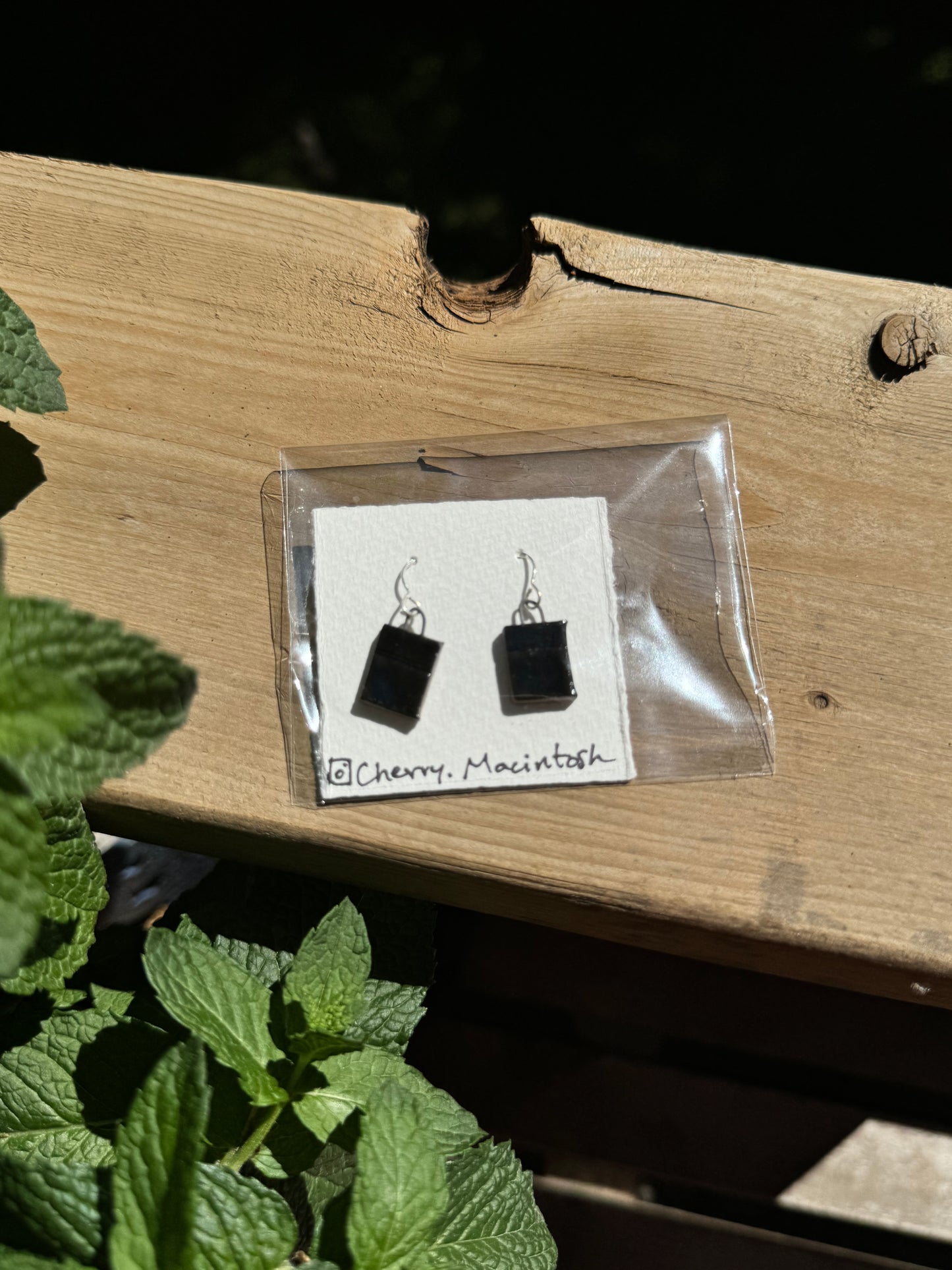 Black glaze red clay earrings