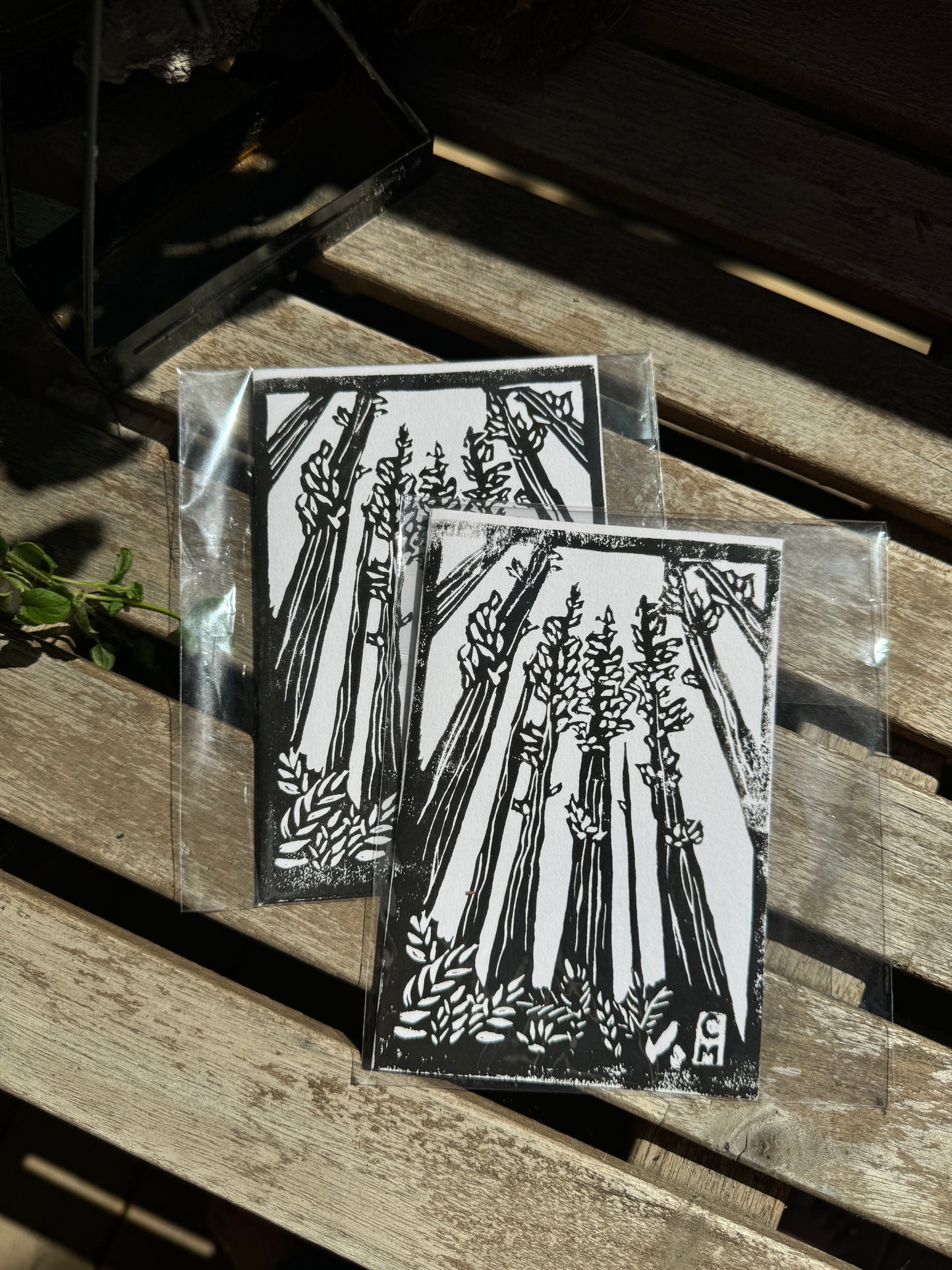 Large handprinted tree card