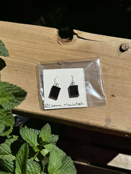 Black glaze red clay earrings