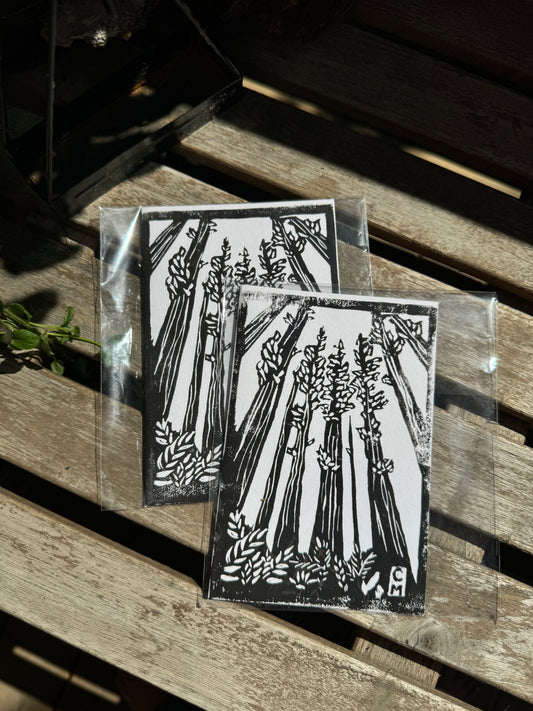 Large handprinted tree card